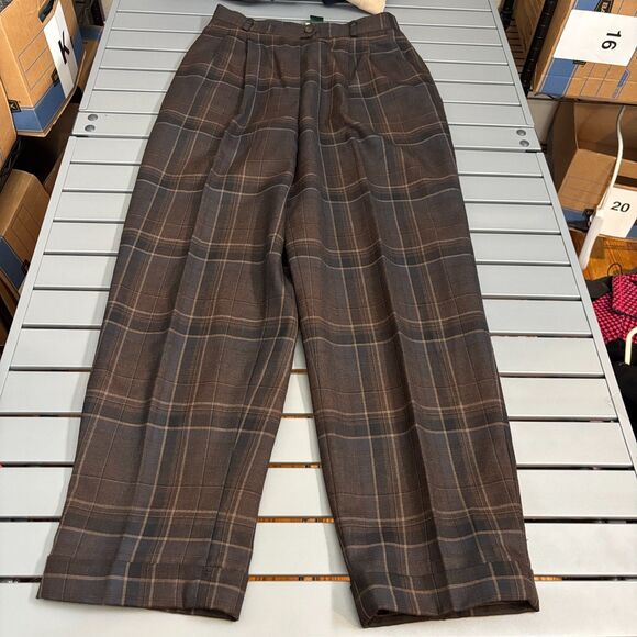 Lauren Ralph Lauren 2 Piece Shirt & Pants Womens M/8 Brown Plaid Wool Button Up - Picture 7 of 16